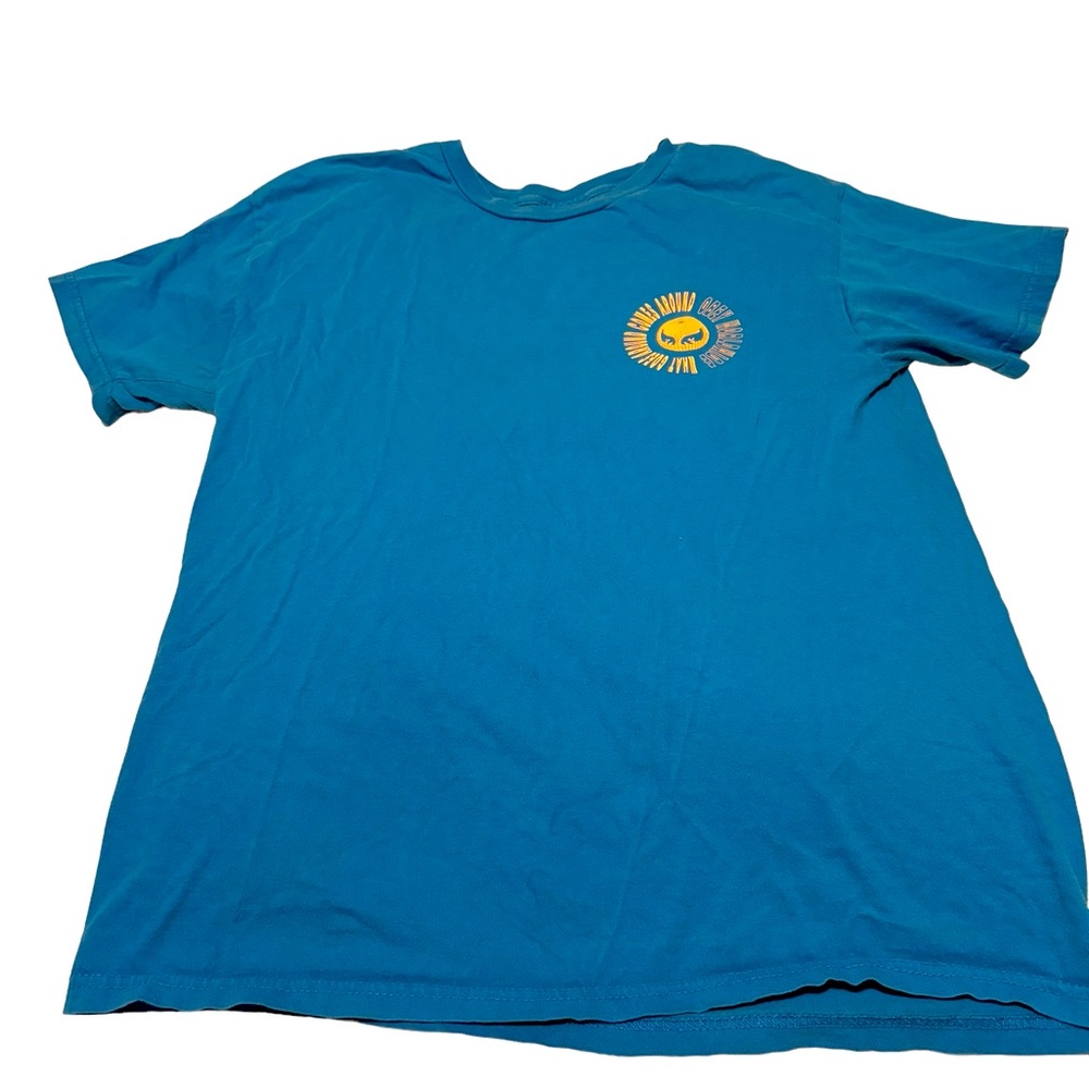 Obey “What Goes Around Comes Around” s/s tee in turquoise. Size M. Gently worn.